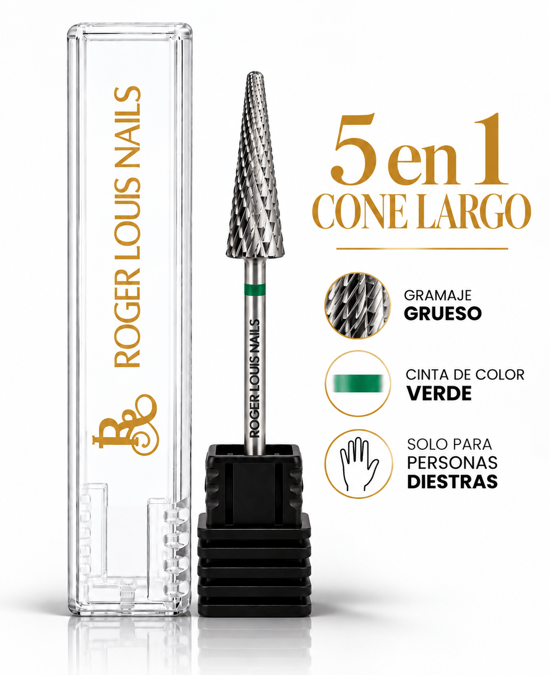 Broca 5 en 1 (cono largo) (DIESTRO) - Roger Louis Nails